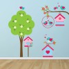 Pink Bird House & Tree Nursery Wall Sticker Set