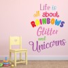 Rainbows & Glitter Unicorn Quote Wall Sticker
