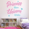 Princess Kisses Unicorn Quote Wall Sticker