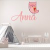 Custom Name Pink Owl Wall Sticker Personalised Kids Room Decal