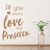 Love And Prosecco Alcohol Quote Wall Sticker