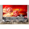 Red Dice On Fire Casino Wall Mural Wallpaper