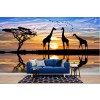 Giraffe Savanna Sunset Wall Mural Wallpaper