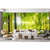 Sunlit Green Trees Forest Wall Mural Wallpaper