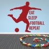 Eat Sleep Football Repeat Sports Quote Wall Sticker