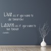 Live Learn Inspirational Gandhi Quote Wall Sticker