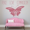 Butterfly Peace Love Quote Wall Sticker