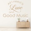 Love And Good Music Inspirational Quote Wall Sticker