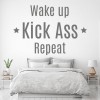 Kick Ass Repeat Inspirational Quote Wall Sticker