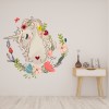 Vintage Unicorn Hearts Flowers Wall Sticker
