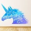 My Fantasy World Blue Unicorn Quote Wall Sticker