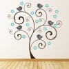 Blue Bird Swirl Tree Wall Sticker