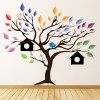 Bird Tree House Rainbow Leaves Wall Sticker