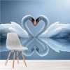 White Swan Love Heart Wall Mural Wallpaper