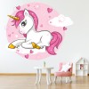 Pink Love Heart Unicorn Wall Sticker