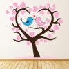 Love Birds Pink Heart Tree Wall Sticker