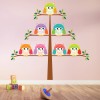Colourful Owls Tree Wall Sticker