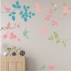 Bird Branch & Pink Flower Wall Sticker Set