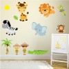 Safari Animal Lion Giraffe Wall Sticker Set