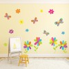 Daisy Flowers Butterfly Wall Sticker Set