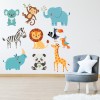 Cute Safari Animal Zebra Lion Wall Sticker Set