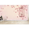 Love Heart Tree Pink Birdcage Wall Mural Wallpaper