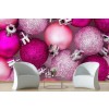Pink Baubles Christmas Wall Mural Wallpaper