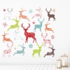 Colourful Reindeer Christmas Animals Wall Sticker Set