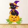 Witch's Cat Pumpkin Halloween Wall Sticker