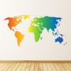 World Map Rainbow Colours Wall Sticker