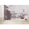 Japanese Landscape & Pink Blossom Tree Wall Mural Wallpaper