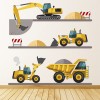 Construction Site Yellow Diggers Wall Sticker