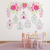 Floral Birdcages Pink Flowers Wall Sticker