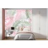 Palm Tree Leaves Pink & Green Wall Mural Wallpaper