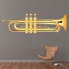 Gold Trumpet Brass Instruments Wall Sticker