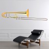 Gold Trombone Brass Instruments Wall Sticker