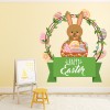 Green Happy Easter Bunny Eggs Wall Sticker