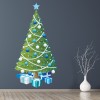 Blue Christmas Tree Presents Baubles Wall Sticker