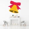Gold Bell Red Bow Christmas Wall Sticker