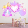 Pink Princess Love Heart Carriage Wall Sticker