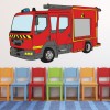 Red Fire Engine Emergency Vehicle Wall Sticker