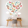 Love Heart Birds Clouds Wall Sticker