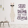 Save The Drama Funny Llama Quote Wall Sticker