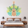 Guitar Tropical Flowers Wall Sticker