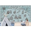 Blue Pirate Map Caribbean Sea Wall Mural Wallpaper