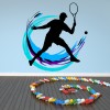 Tennis Player Blue Circle Wall Sticker
