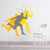 Tennis Players Grey Orange Yellow Wall Sticker