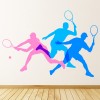 Tennis Players Pink Blue Bat Ball Wall Sticker