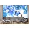 Blue Orchid Flower Butterfly Wall Mural Wallpaper