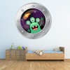 Green Alien Porthole 3D Space Wall Sticker